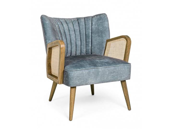 PETIT FAUTEUIL DÉCO VELOURS ET CANNAGE VIRNA