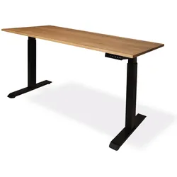 Klenk »Woodpower« Schreibtisch höhenverstellbarer Wildeiche massiv 180x80 cm / Schwarz