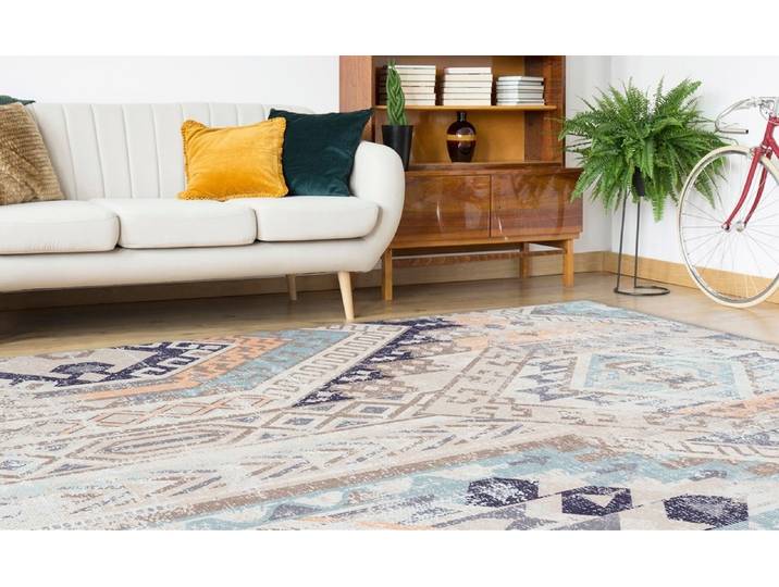 Teppich ARTE ESPINA Indiana 200 , bunt (multi, blau), B:160cm H:10mm L:230cm, Baumwolle, Polyester, Teppiche, Teppich, Vintage Optik, Wohnzimmer