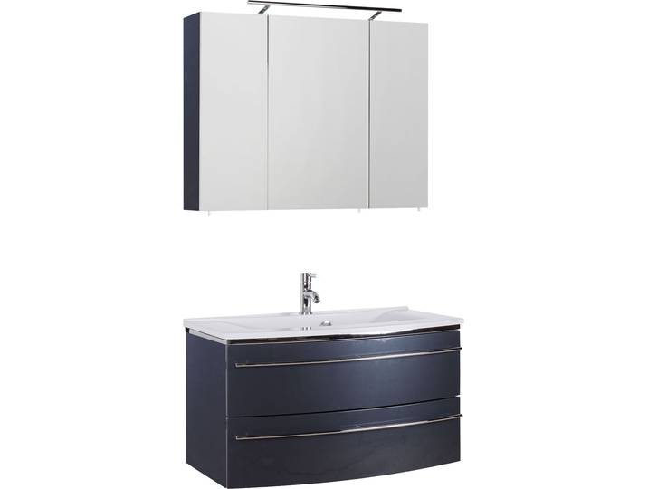 Badmöbel-Set SAPHIR 3040 , grau (anthrazit glanz, anthrazit glanz), B:90cm, Kastenmöbel-Sets, Badmöbel-Set, Breite 90 cm