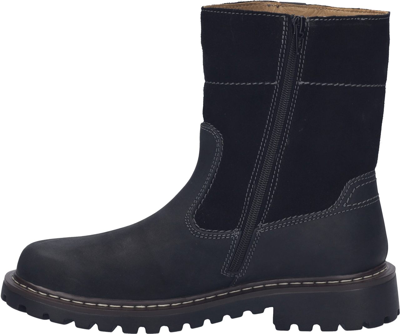 Winterstiefel JOSEF SEIBEL "CHANCE", Herren, Gr. 44, Lammfell, schwarz, Leder, Veloursleder, Schuhe Winterstiefel, mit dezenten Kontrastnähten schwarz 44, Lammfell