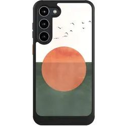 Nivocase Hülle für Samsung Galaxy S23+ Handyhülle NIVOcore Case Schwarz Sonnenschein Sonnenuntergang Vogel (Samsung Galaxy S23+), Smartphone Hülle, Schwarz