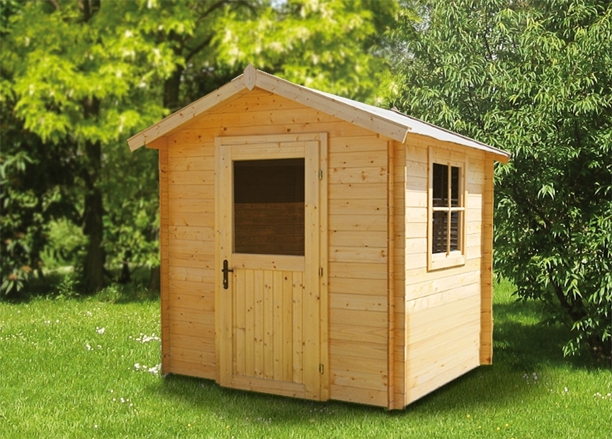 Holz-Gartenhütte 2,4 x 2,4 Meter (inkl. Dach) | Naturbelassen | Satteldach