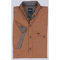engbers Herren Kurzarm-Hemd strukturiert Orange regular uni Button Down - 4XL