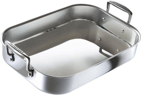 Edelstahl-Bratpfanne - Auflaufform - Schmortopf - Schmorgerichte zubereiten - Langlebige, 3-lagige Konstruktion - 35 cm - Silber