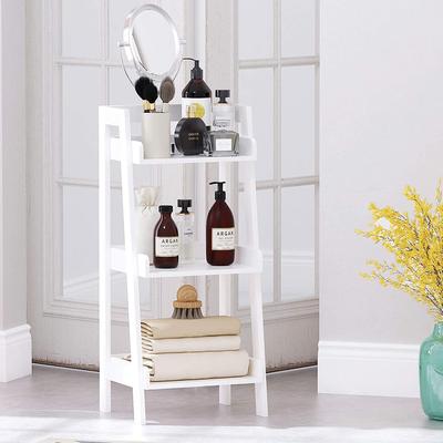 Spirich UTEX 3-Tier Ladder Shelf, Bathroom Shelf Freestanding, 3-Shelf Spacesaver Open Wood Shelving Unit, Ladder Shelf (White)
