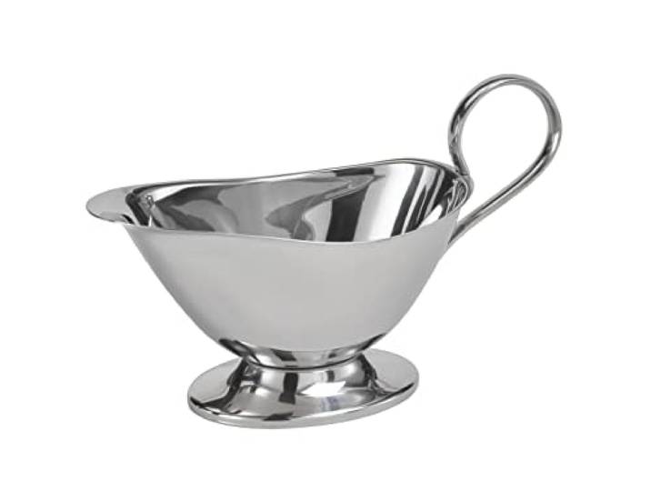 APS Sauciere, hoogwaardig roestvrij staal, kerstdiner, braad-/dessertsaus, feestbord 22 x 10,5 cm, H: 13,5 cm, 18/8 roestvrij staal, inhoud: 0,40 liter