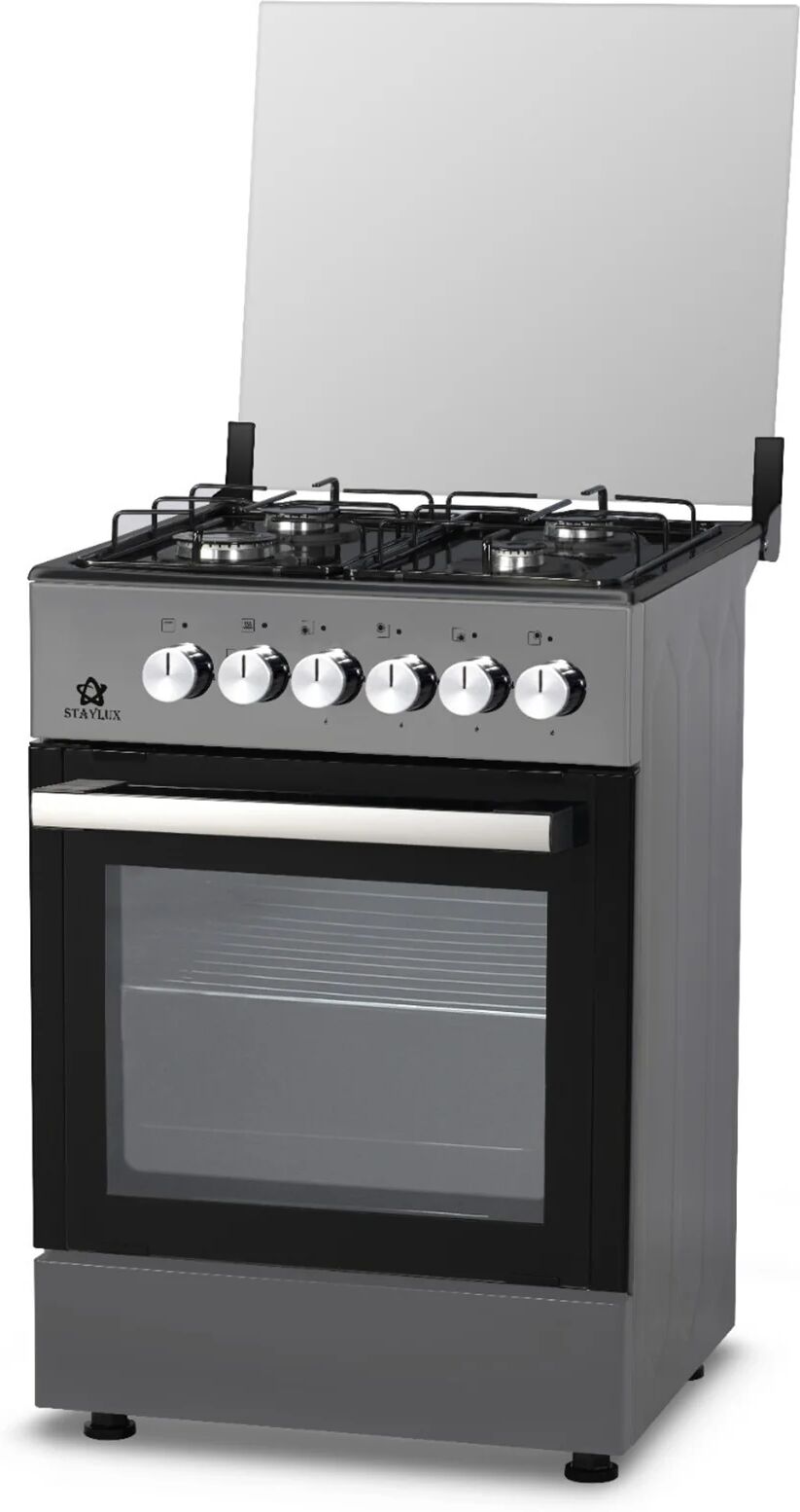 garneroarredamenti Cucina combinata 4 fornelli a gas e forno elettrico 60cm grigio Staylux