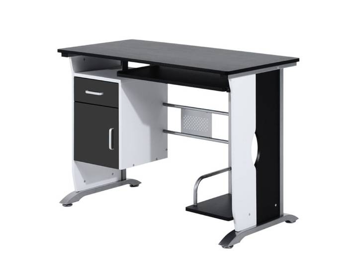 Bureau Informatique Design en MDF - Bureau d'Ordinateur Droit pour Chambre - 100 x 52 x 75 cm - Noir