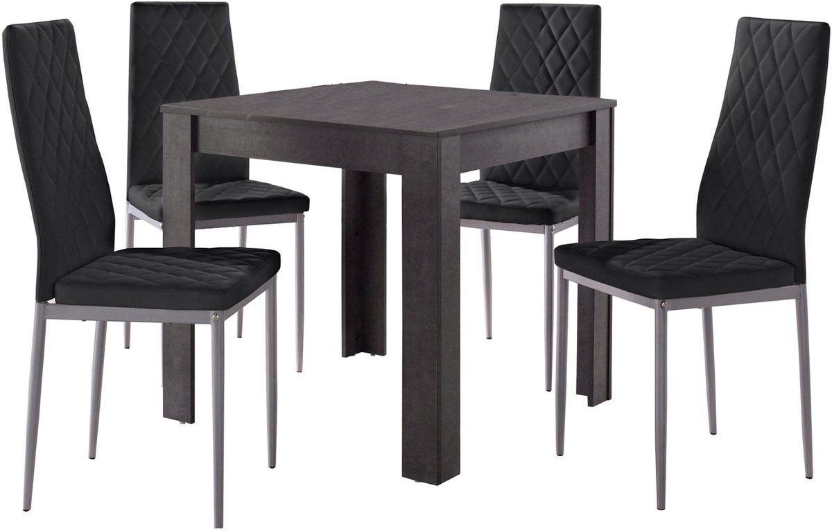 Notio Living Lynn&Brooke Eetset Zwart B/D/H: 80 x 80 cm