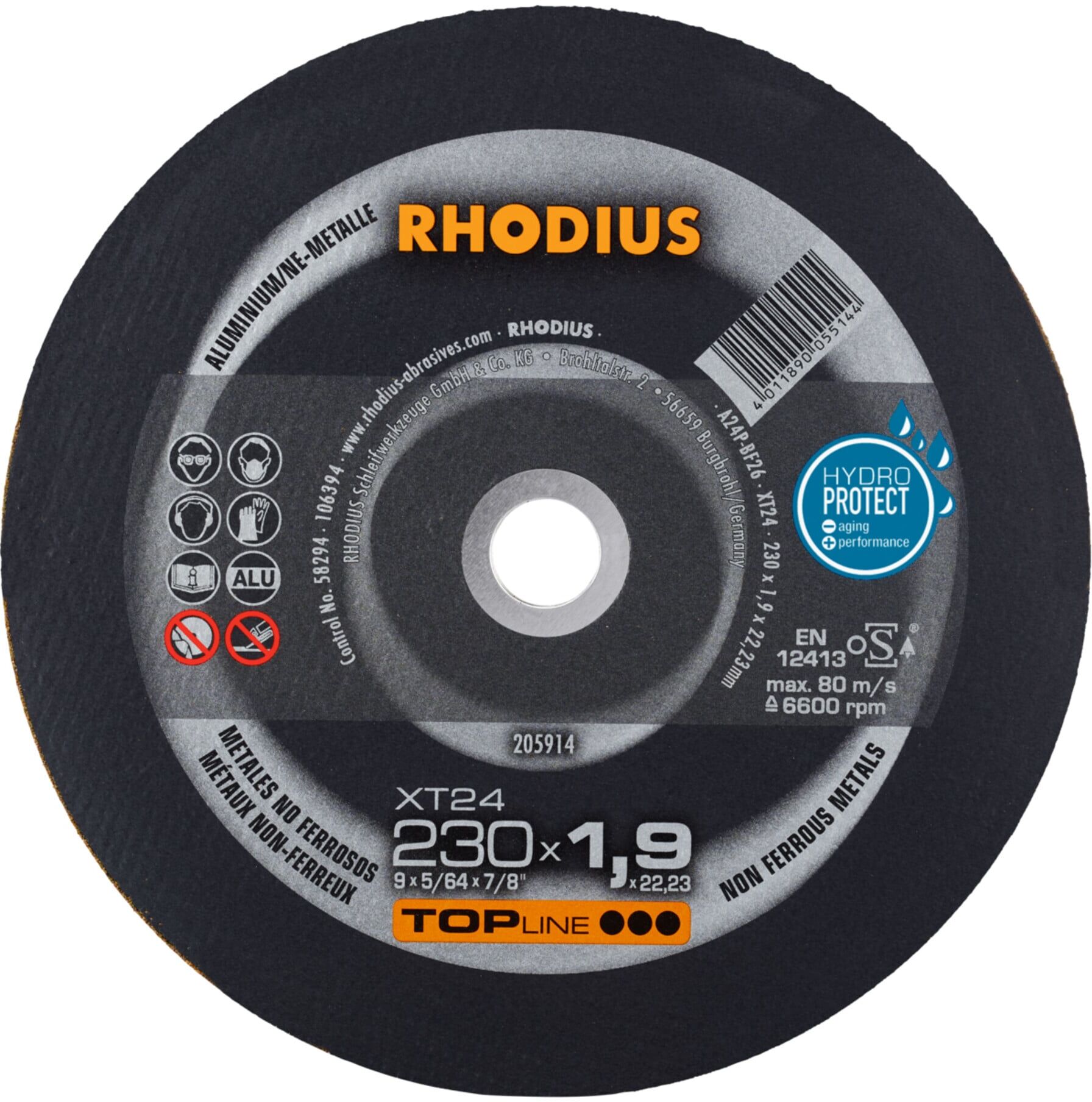 RHODIUS TOPline XT24 Extradünne Trennscheibe 230 x 1,9 x 22,23 mm (205914)
