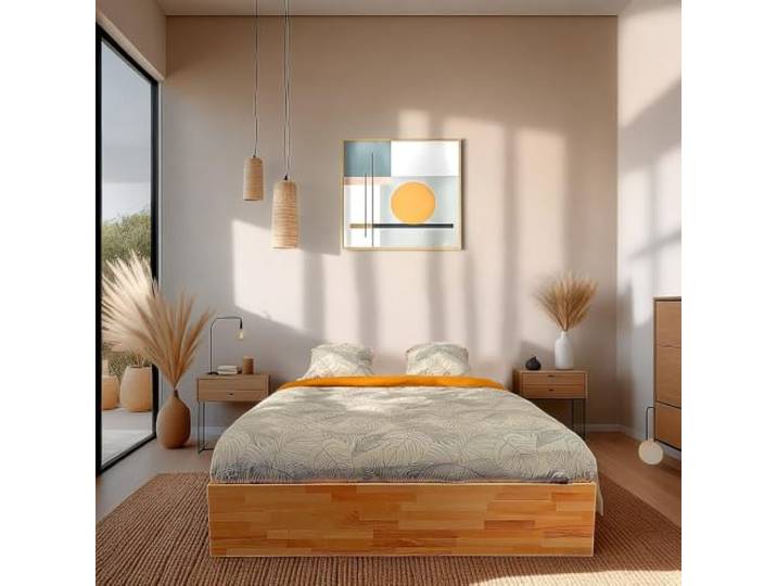 Bett mit Bettkasten, 120 x 200 cm, Ben + Lattenrost/massives Buchenholz, geölt