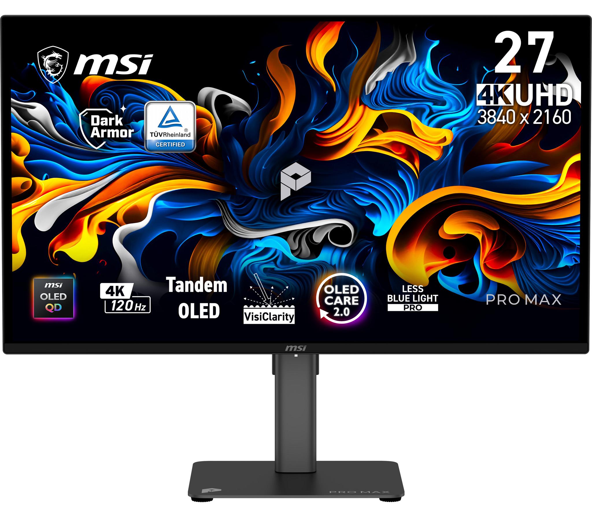 MSI Pro MAX 271UPX12G, 67,3 cm (26.5"), 3840 x 2160 Pixel, UltraWide Full HD, QD-OLED, 0,03 ms, Schwarz