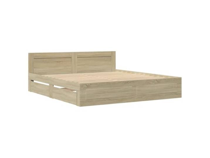 vidaXL Bettgestell mit Kopfteil Sonoma-Eiche 200x200 cm Holzwerkstoff