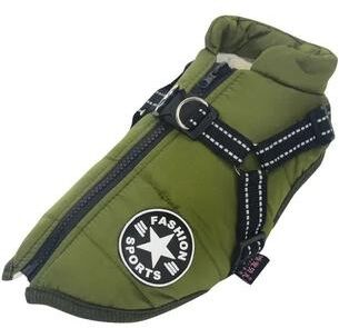 Uplifted Goods Large Pet Dog Jacket With Harness green 4xl