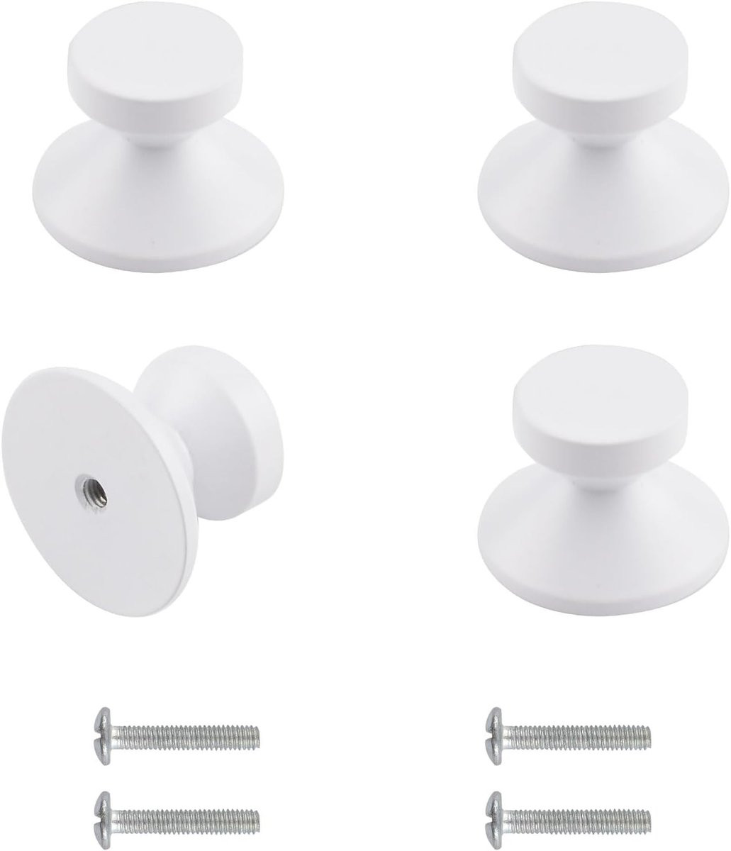 Set van 4 zelfklevende kastknoppen in wit van zinklegering