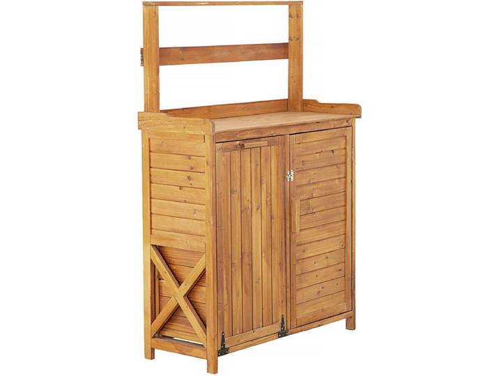 Armoire de jardin en bois avec poubelle intégrée Lou - Marron