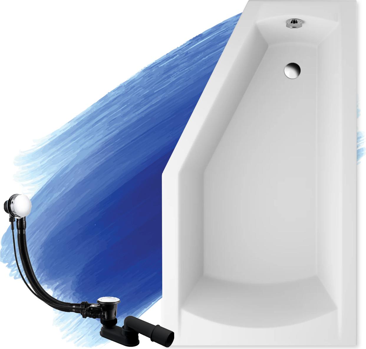 BADLAND Eckbadewanne Badewanne Selena 150x90 Rechts ohne Verkleidung | Ablauf & Füße GRATIS