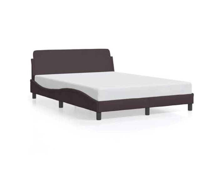 PUGYNBK Dover Bettgestell aus dunkelbraunem Stoff, 120 x 200 cm Mit Kopfteil, Holzlatten, robusten Beinen, atmungsaktiv, langlebig