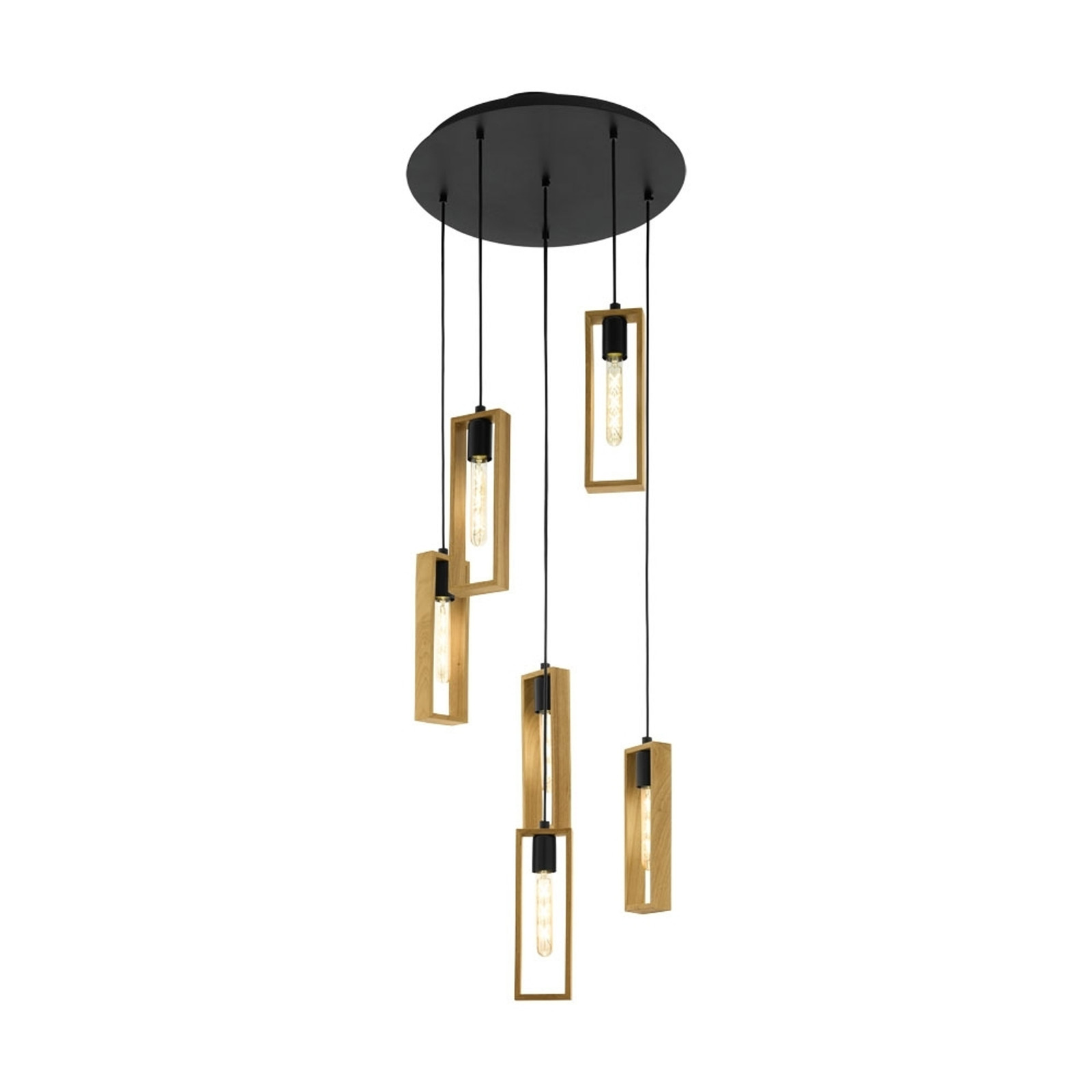 Eglo Littleton Flexibele Hanglamp Zwart Hout en Staal Rechthoekig
