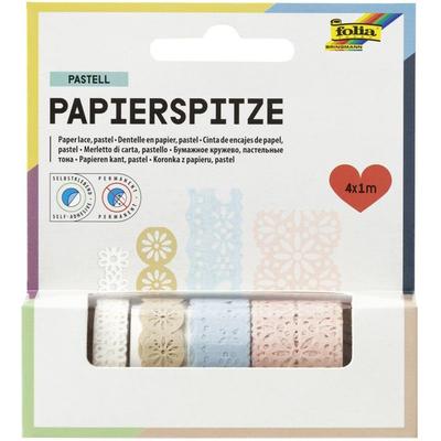 Folia Papierspitze PASTELL, selbstklebend, 4 Rollen à 1m