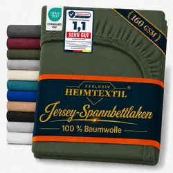 EXKLUSIV HEIMTEXTIL Jersey Spannbettlaken Deluxe 120 x 200 cm Dunkelgrün 160 GSM, 100% Baumwolle Öko - Tex Zertifiziert Bed-Sheet Bettlaken Spannbettt