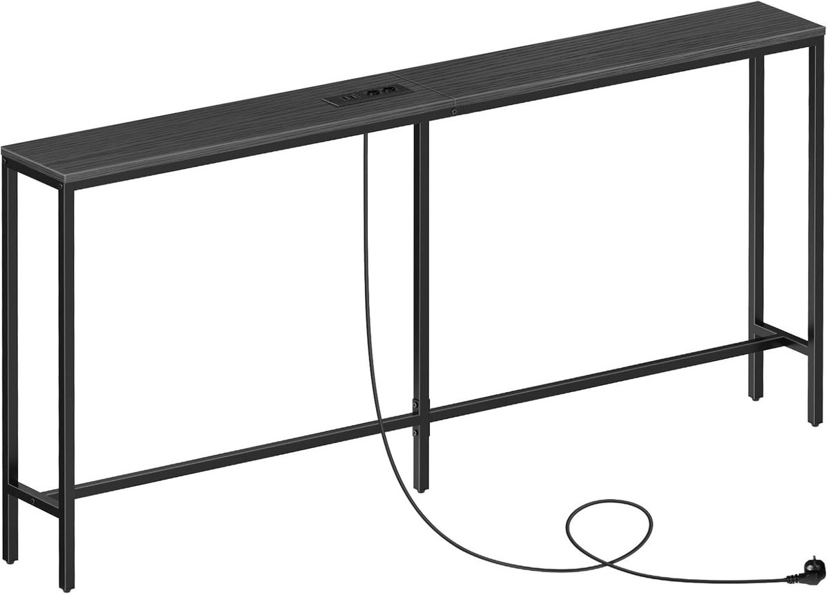 Slimme Console Tafel met Oplaadstation, Zwart, Breedte: 160 cm