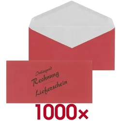 Mailmedia Briefhüllen DIN Lang »Lieferschein/Rechnung« 1000 Stück - rot rot, 22x11 cm