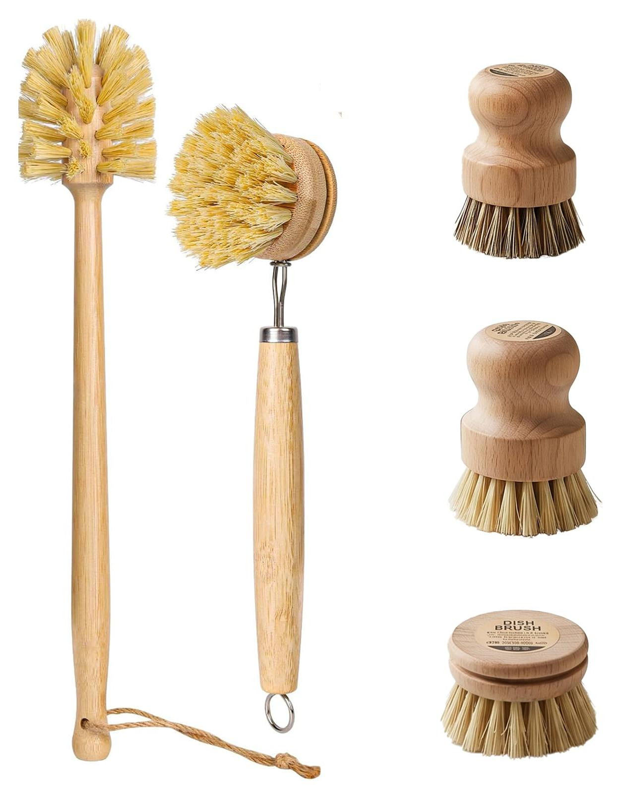 Dripio Set van 5 bamboe afwasborstels inclusief flessenborstel, 35,6 cm
