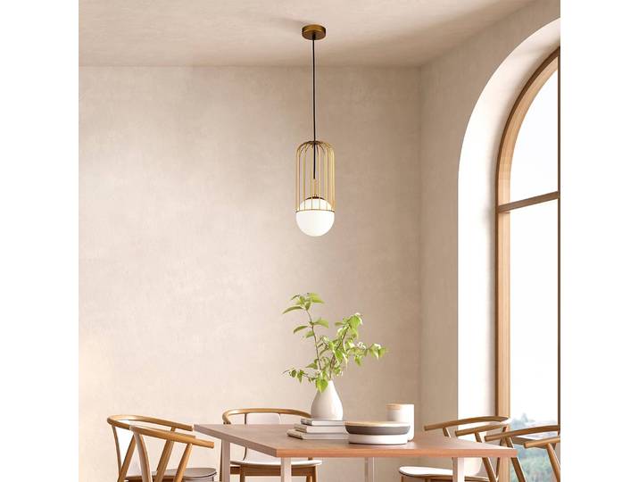 Pendelleuchte Telford Typ B Ø 15cm Gold Mischmetall / Milchglas E27