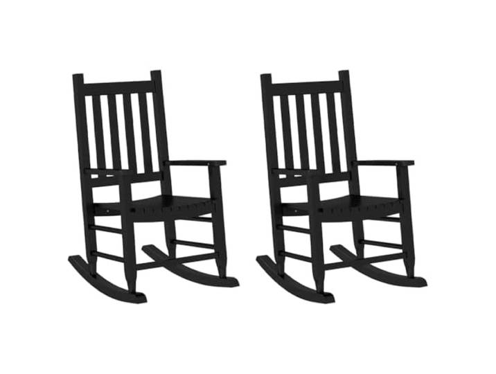 RJPLMFV 2 Schaukelstühle für Kinder, Schwarz, Holz, Pappel Robuster Rahmen, Design mit Latten, Sicherheit gegen Dumping, für Terrasse, Garten, Wohnzimmer