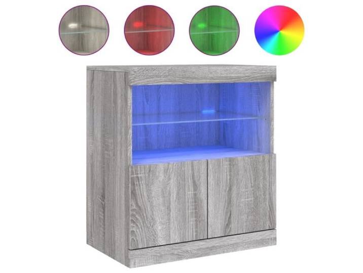 Buffet Gris avec lumières LED sonoma gris 60x37x67 cm - Meuble de salon - Buffet bas