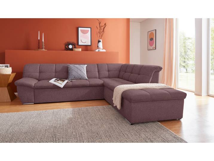 Ecksofa, Webstoff, Beere 271×232 cm, Mit Bettfunktion, Modern, Domo-Collection