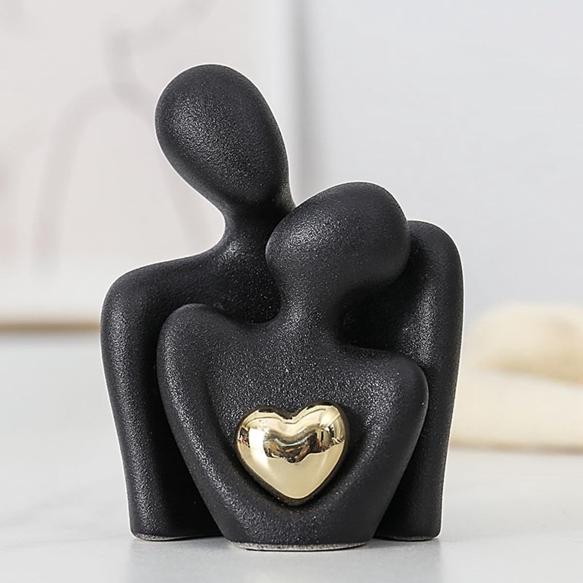 NTHProducts Mini statue Cuddly statue voor koppels Modern abstracte kunstdecoratie Zwart