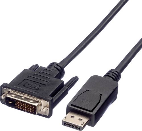Value DisplayPort / DVI Adapterkabel DisplayPort Stecker, DVI-D 24+1pol. Stecker 1.00m Schwarz 11.99.5614 Geschirmt