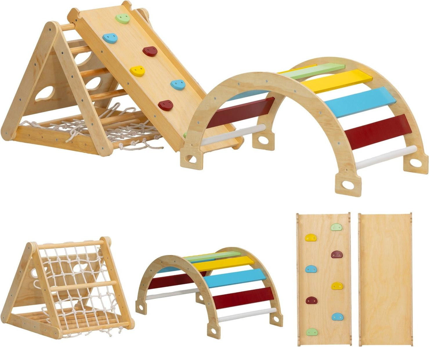 Northio Binnenklimstructuur 7-in-1 met glijbaan, driehoekig model, meerkleurig