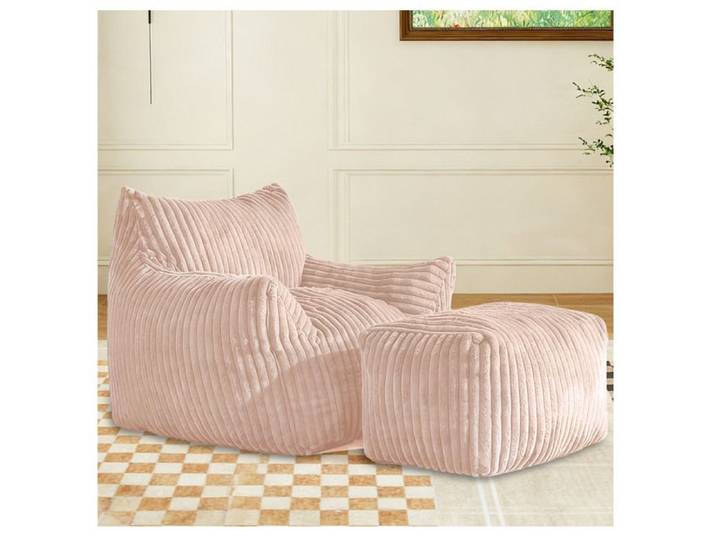 SENVIRO Fauteuil pouf modulable avec ottoman 103 x 90 x 70 cm tissu rose