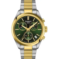 Tissot T-Classic PR 100 Chronograph T150.417.22.091.00 - grün,bicolor silber/gelbgold - 40mm