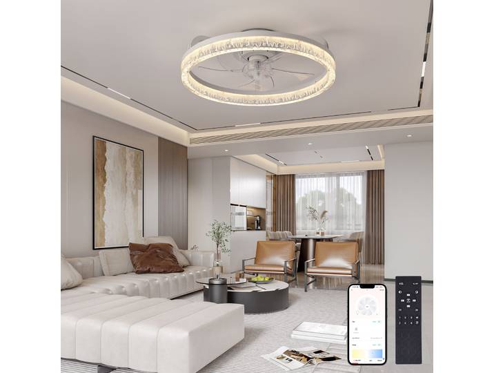 Ventilateurs de plafond avec lumières et 6 vitesses de vent, ventilateurs de plafond encastrés pour chambre à coucher, chambre d'enfants et cuisine