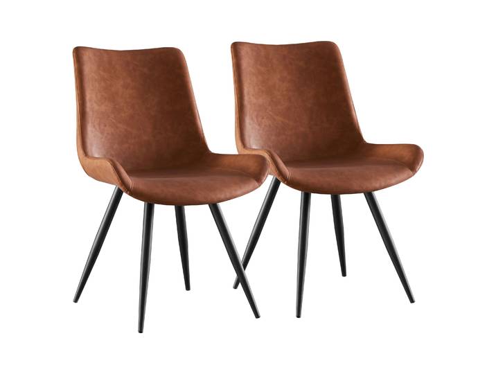 Esszimmerstuhl Leder LORENZ 2er Set braun