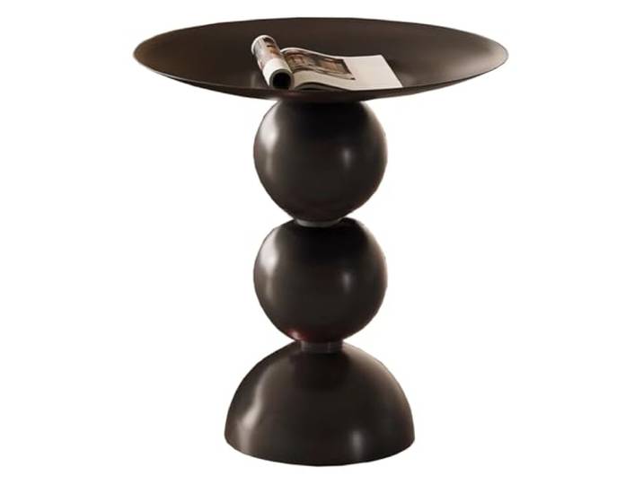 Beistelltisch, Runder Beistelltisch, Nachttisch aus Metall, klein(/Black)