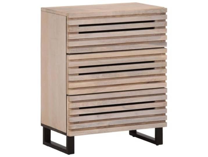 KDVXBCQJH Sideboard Weiß 60x34x75 cm Massivholz Mango Stahl Schrank Industrie Kommode aus echtem Holz und stabilen Metallbeinen. Ideal für Schlafzimmer und Flur.