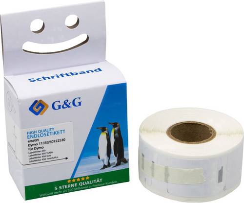G&G Etiketten Rolle Kompatibel ersetzt DYMO 11353, S0722530 25 x 13 mm Papier Weiß 1000 St. Permanent haftend Universal-Etiketten 15562