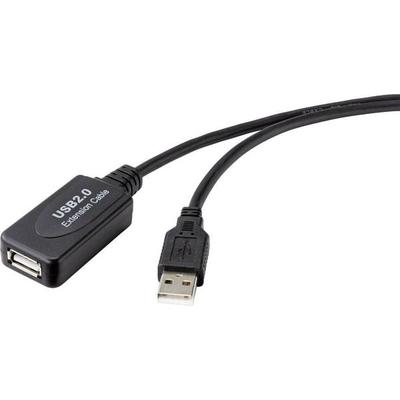Renkforce USB-Kabel USB 2.0 USB-A Stecker, USB-A Buchse 5.00 m Schwarz Aktiv mit Signalverstärkung RF-4535052