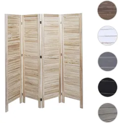 Paravent HWC-G30, Trennwand Sichtschutz Raumteiler, Shabby-Look 170x162cm ~ hellbraun