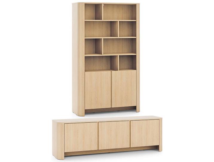 Feldmann-Wohnen Wohnzimmer-Set Bari Eiche Vicenza (2er-Set), Braun, 271x170x39 cm, Wohnzimmer, Wohnwände