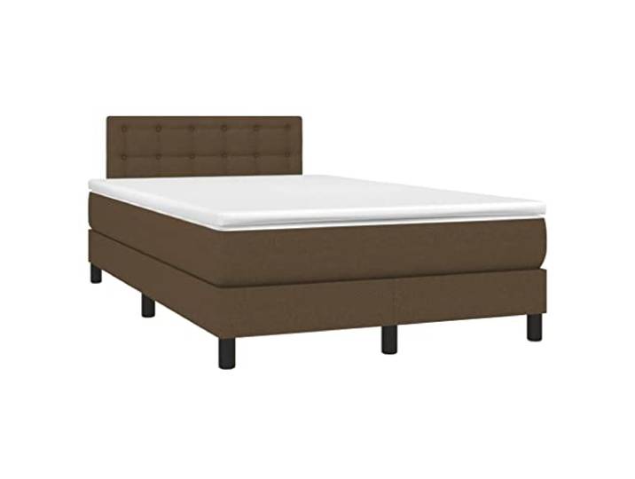 PUGYNBK Boxspringbett, 120 x 190 cm, Dunkelbraun Verstellbares Kopfteil, Taschenfederkerne, mittelharte Halterung, Lattenrost