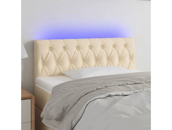 Tête de Lit à LED Meuble de Chambre à Coucher Accessoire de Lit Simple Tête de Cadre de Lit Intérieur Crème 3121935