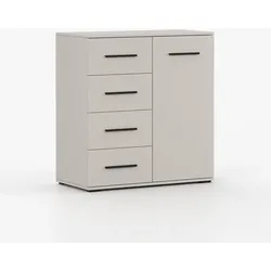 KOMMODE FRIDA MINI 01 KK 90 cm Kaschmir/Kaschmir, vier Schubladen, eine Drehtür, schwarze Griffe