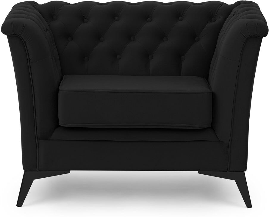 S-Style Furniture Whitby Velvet Chesterfield Chair Black/Black 78cm H X 116cm W X 82cm D
